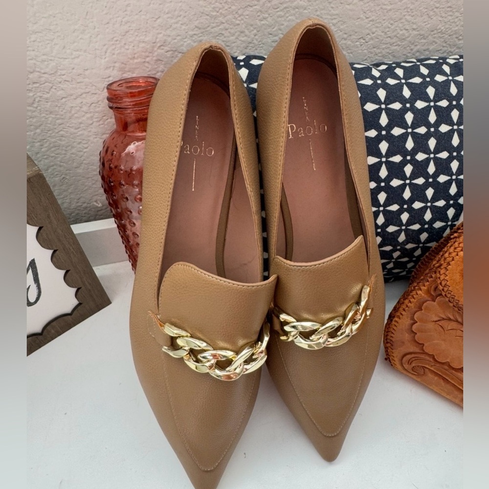 New Linea Paolo pointed toe chain detail loafer size 12